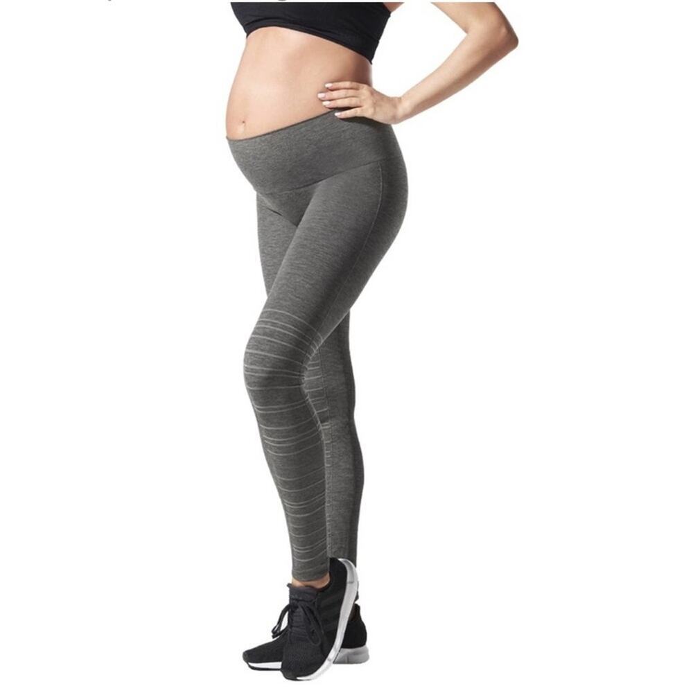 BLANQI SportSupport Maternity Hipster Seamed Leggings Dark Grey Size Small EUC